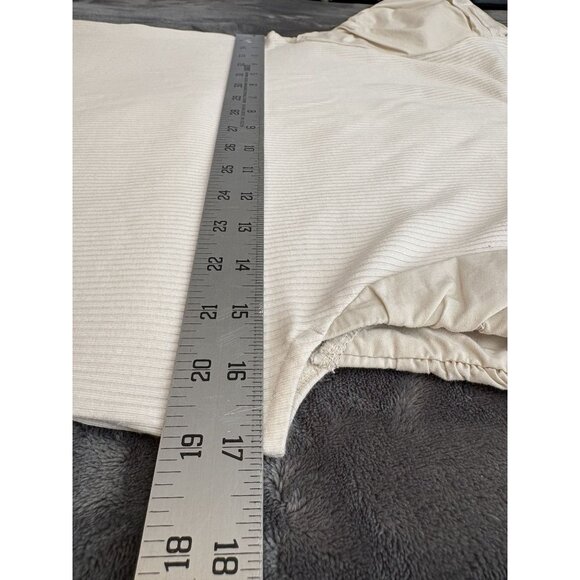 J.Crew Womens Vintage Rib T-shirt Cotton Poplin Puff Sleeves L Cream Modal Blend - Picture 7 of 8